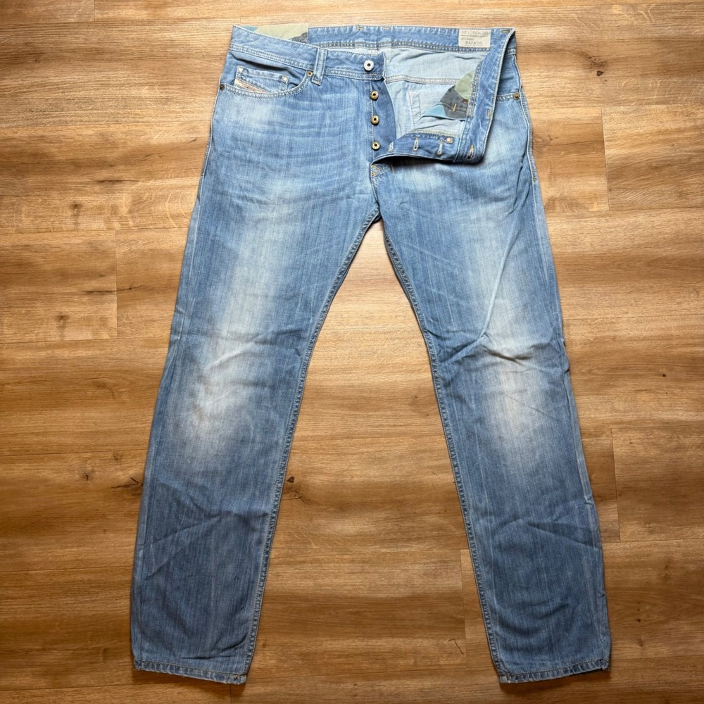 Diesel Safado Jeans Mens 36x32 Light Blue Regular Slim Straight Wash 0826D Denim